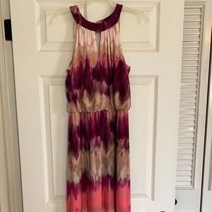 Mock neck maxi dress with keyhole